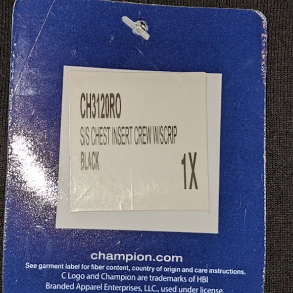 Champion Mens Big & Tall 1XL Black Graphic Logo T-Shirt XL New w/Tags - Picture 7 of 7